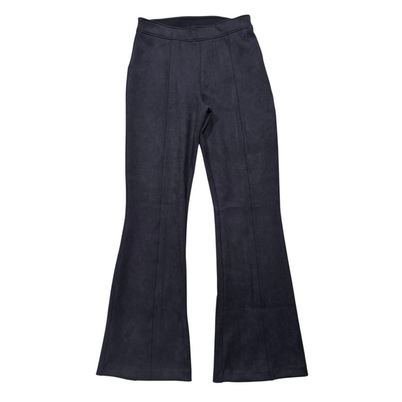 SPANX Pants - Spanx Faux Suede Flare Pants Black High Rise Seamed Trousers Medium